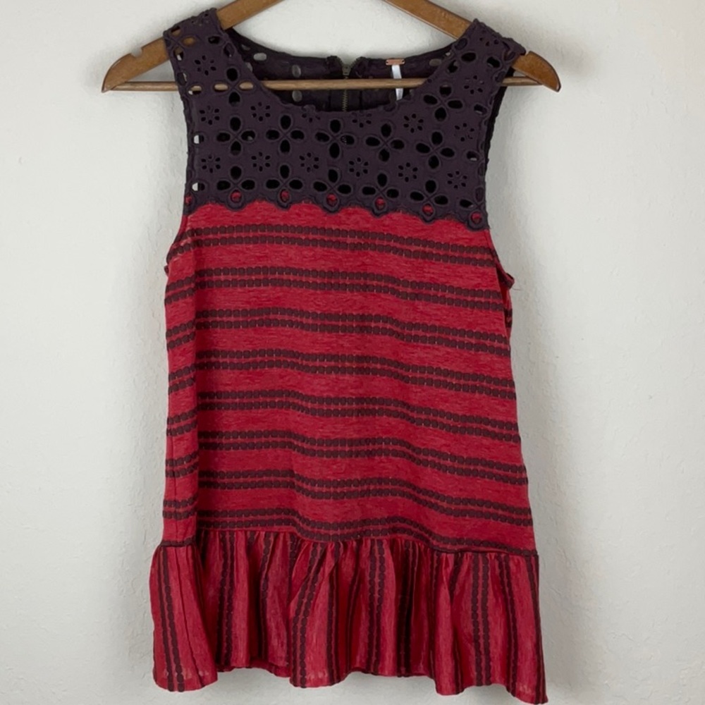 Free People Molly’s Retro Peplum Eyelet Lace Top